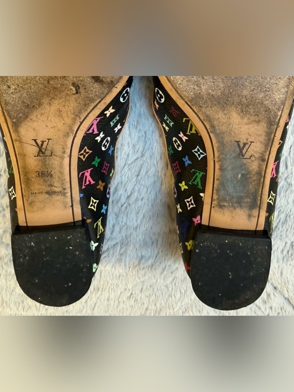 LOUIS VUITTON | Takashi Murakami Multicolor Ballet Flats Black Monogram EU 38.5 - Picture 14 of 14